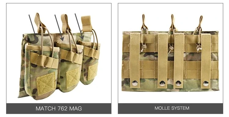 Tactical Triple Mag Pouch 7.62 Molle Pouch Vest Accessories in Khaki