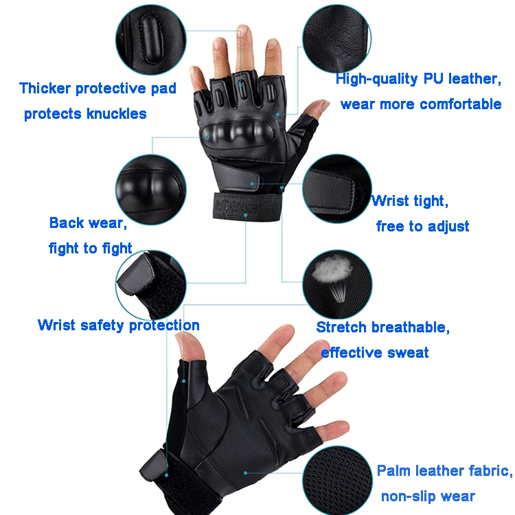 Military Army Style Tactical Combat Black Outdoor Gloves Witth Hard Knuckle