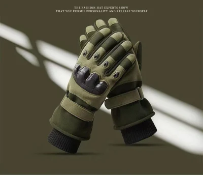 Plush Fleece Thicken Micro-Touch Nylon Green Microfiber Racing Sports Tactical Softshell Glove